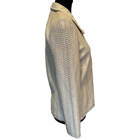 St. John Collection Knit Jacket 6 Cream Gold Santana Blazer Classic Designer USA - Picture 2 of 10